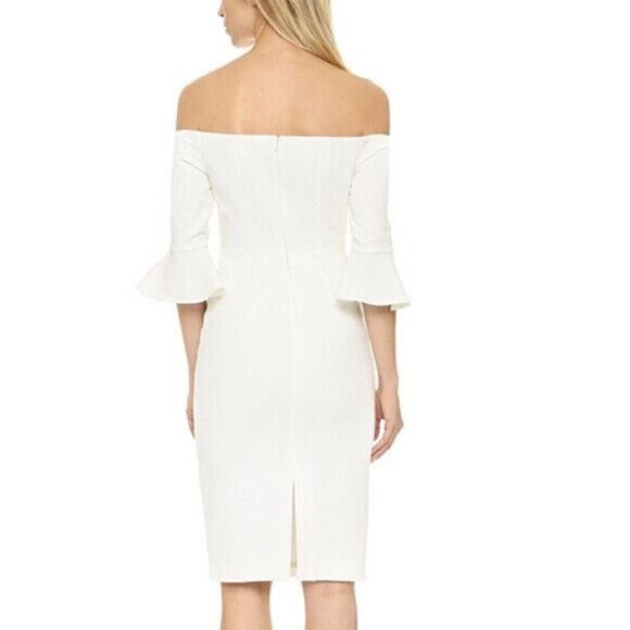Black Halo NWT Madigan Off-the-Shoulder White Dress MSRP $345 Size 6 - Picture 1 of 8